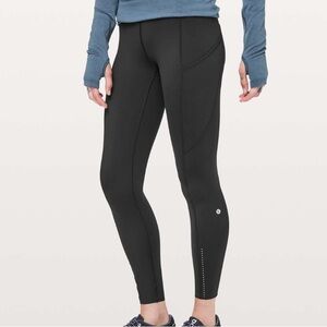 Lululemon Fast & Free 7/8 Tight II *Reflective Nulux 25” Black Leggings Size 6